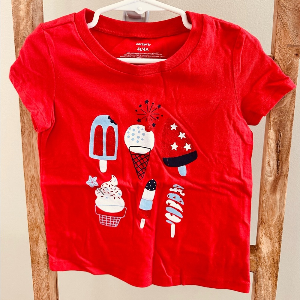 Carter's Bright Red Ice Cream & Popsicle Graphic Tee